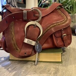 Christian Dior Gaucho Saddle Authentic Silver Coin Charm Bag